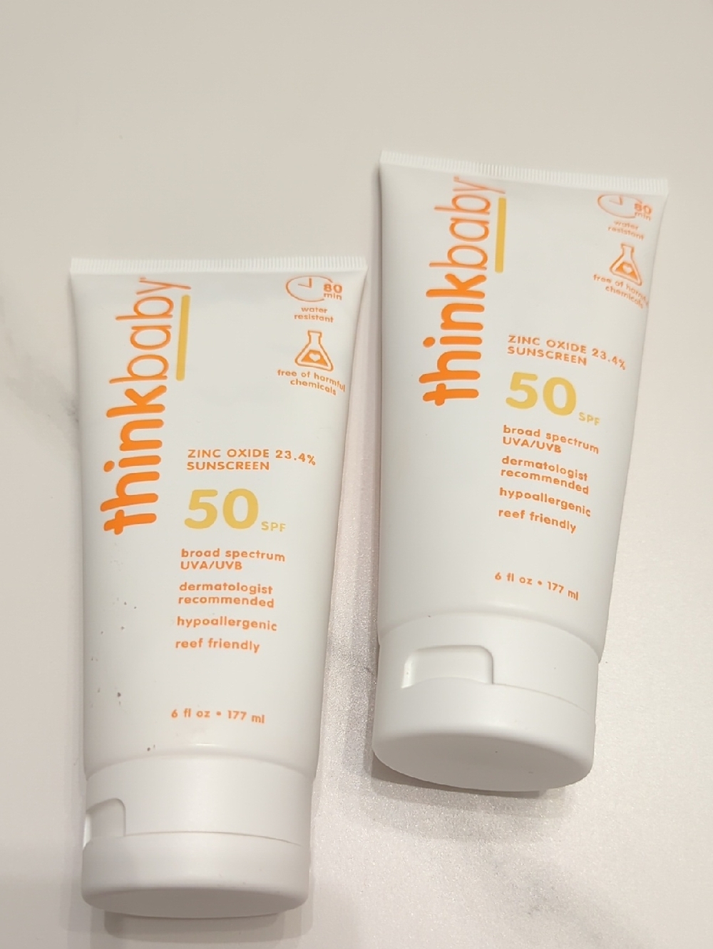NWT Think Baby SPF 50 Zinc Oxide Sunscreen 2 Pack - 177ml * 2